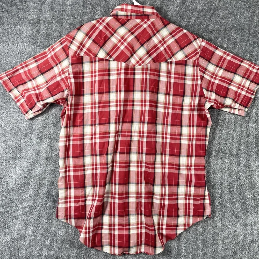Ely Cattleman Shirt Mens XL Red Plaid Short Sleeve Pearl Snap Button Up Western - Picture 12 of 12